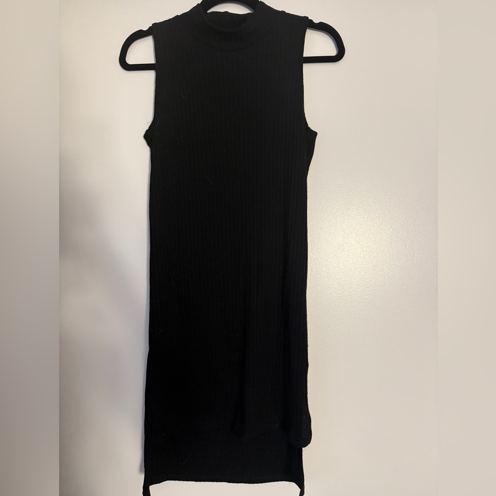 Aqua Black Ribbed Midi Dress